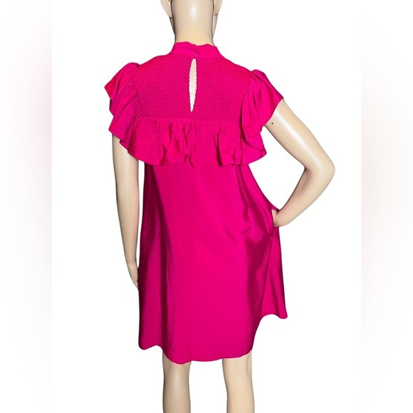A New Day Women's Pink Sleeveless Ruffle Yoke Dress with Pockets Sz Extra Small - Picture 6 of 8